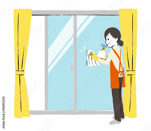 simple illustration of cleaning house