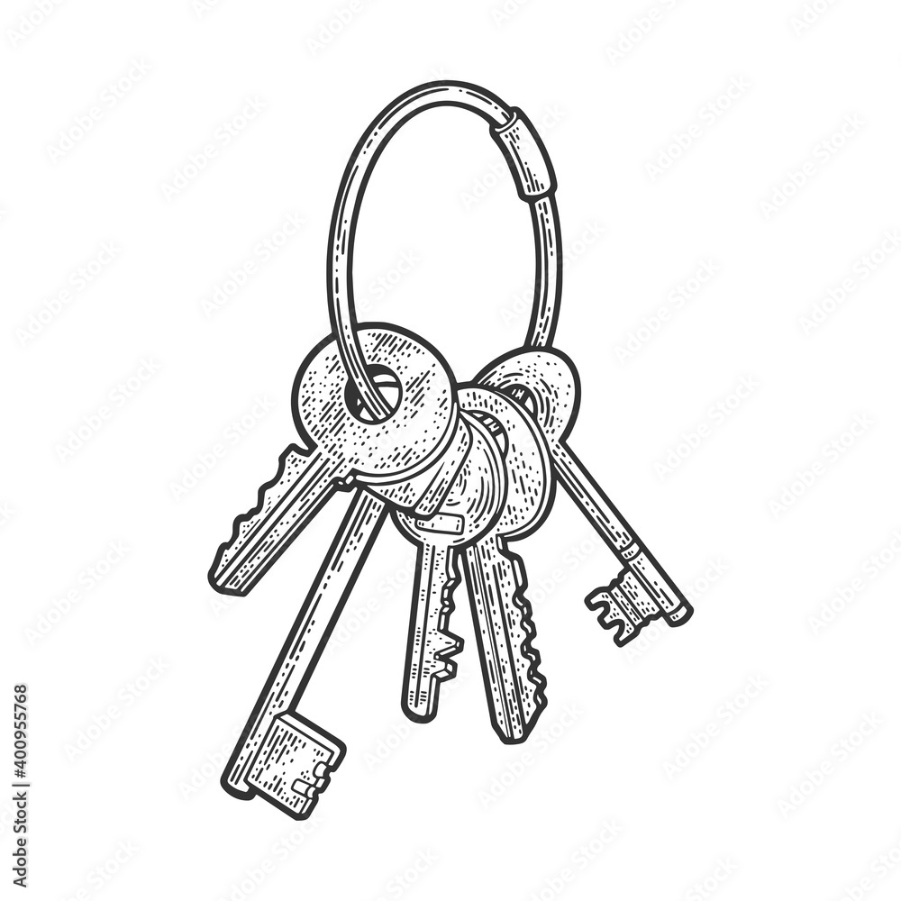 bunch of keys sketch engraving vector illustration. T-shirt apparel print design. Scratch board imitation. Black and white hand drawn image. bunch of keys sketch engraving vector illustration. T-shirt apparel print design. Scratch board imitation. Black and white hand drawn image.