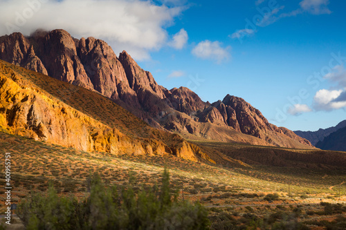 View on the Andean Mountains from valley near NR 7 road in Argentina