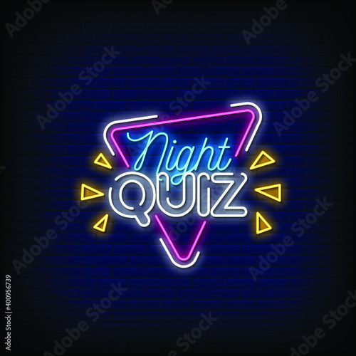 Quiz Night Neon Signs Style Text Vector