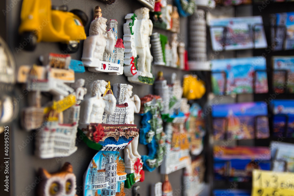 A beautiful picture of souvenirs in piazza del duomo, florence, Italy