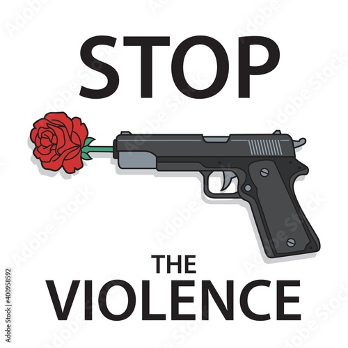 The Campaign to Stop Gun Violence. Illustrations of guns and roses.