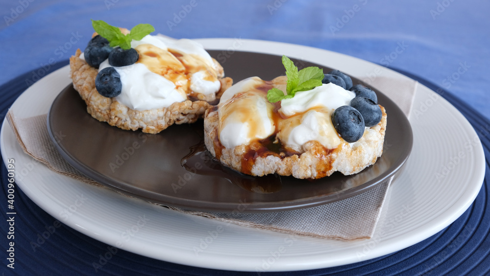 Sandwiches with cream cheese and blueberries Sandwiches with cream cheese and blueberries