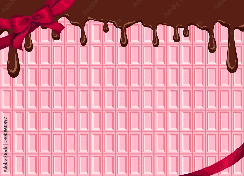 チョコレートが垂れている背景 イチゴチョコ Stock Vector Adobe Stock