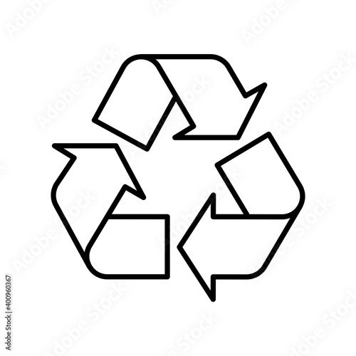 Recycle symbol black outline on white background. Vector