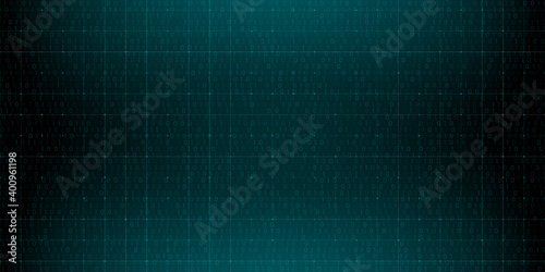 Obraz na płótnie Futuristic digital background. HUD backdrop in a cyberpunk style with with grid and binary code. Design for banner, web, poster, brochure, flyer and card. Vector illustration. w salonie
