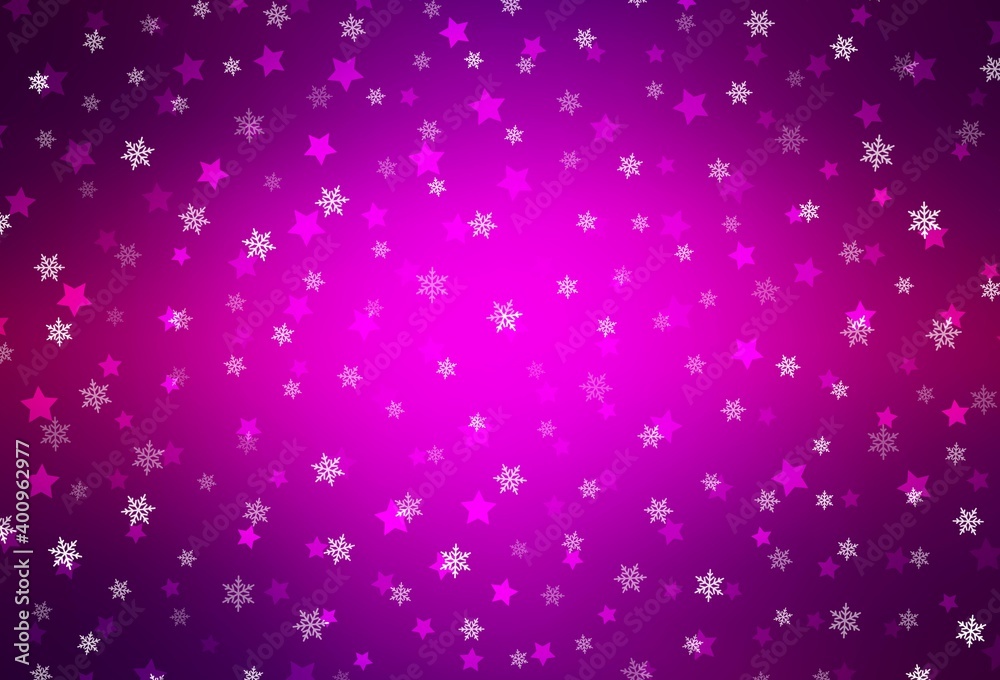 Dark Purple vector background with beautiful snowflakes, stars. Dark Purple vector background with beautiful snowflakes, stars.
