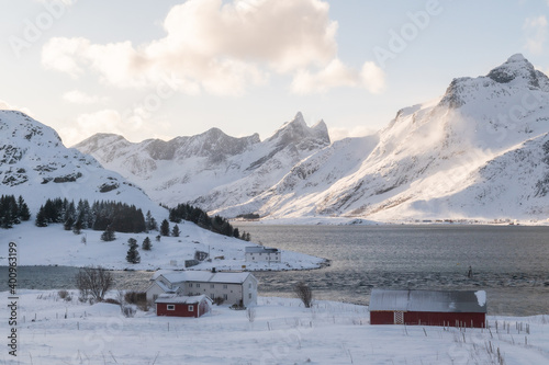 Famous tourist,Lofoten Islands, Norway in winter