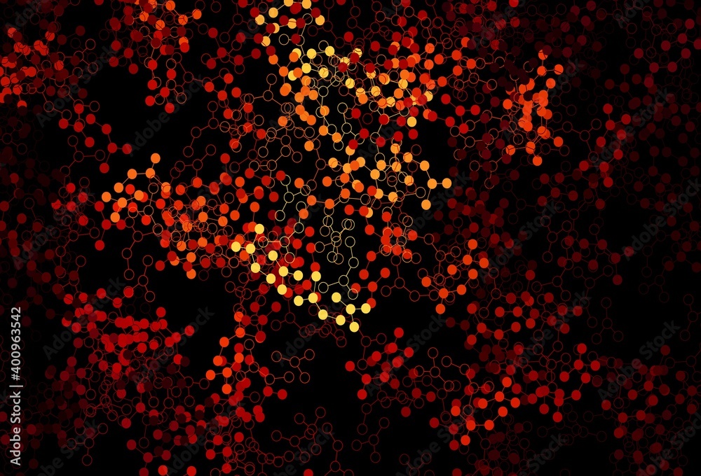 Dark Red, Yellow vector pattern with artificial intelligence network.