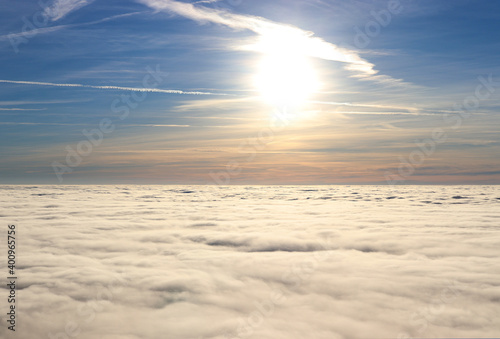  sunset above the clouds in the mountains