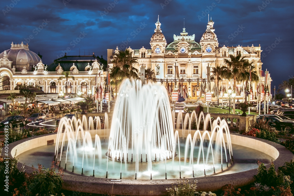 Fototapeta The Monte Carlo Casino, gambling and entertainment complex located in Monte Carlo, Monaco, Cote de Azul, France, Europe.