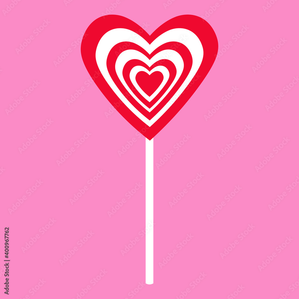 vector illustration with lollipop in a shape of heart on a background