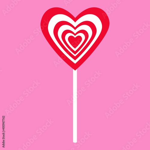 vector illustration with lollipop in a shape of heart on a background