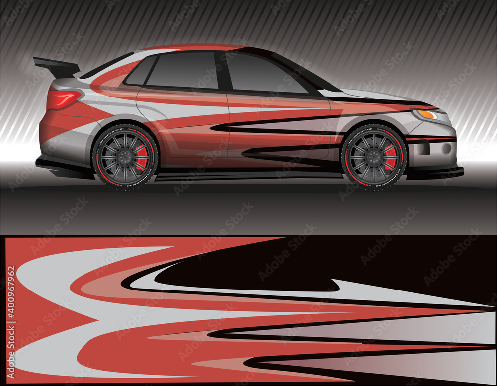 Car livery wrap decal, rally race style vector illustration abstract background Car livery wrap decal, rally race style vector illustration abstract background