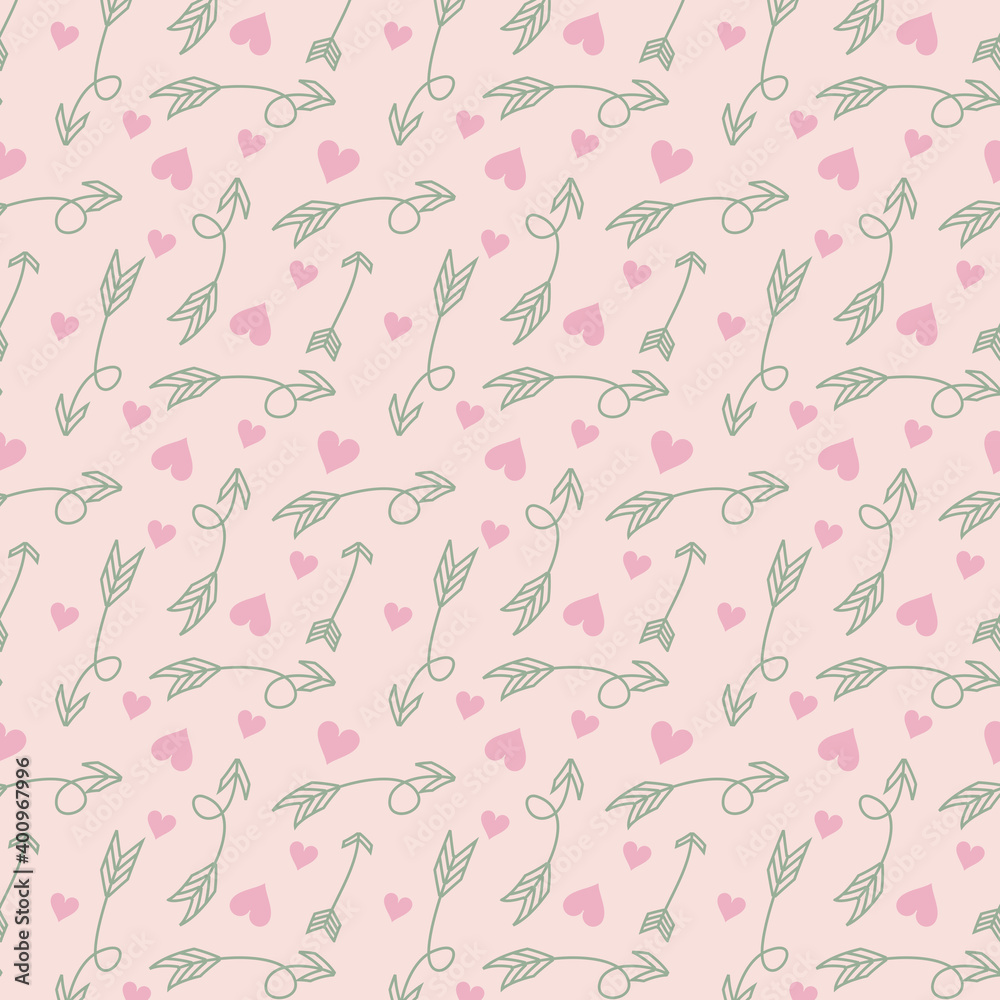 seamless pattern with pink heart and arrow . seamless pattern with pink heart and arrow .