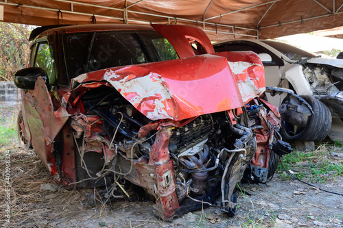 Front of car get damaged by accident