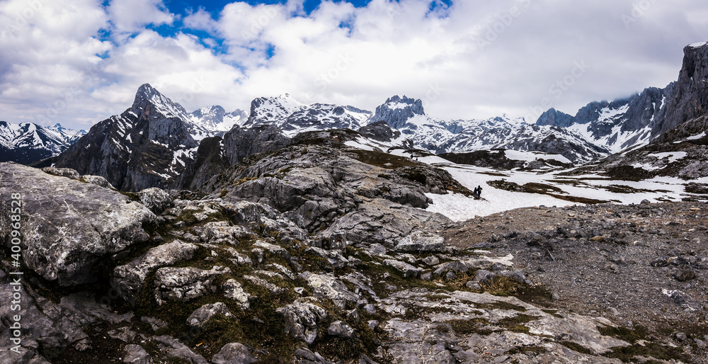 Snowy mountains landscape in 