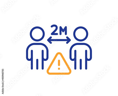 Social distance line icon. People isolation sign. Prevention rules symbol. Quality design element. Line style social distance icon. Editable stroke. Vector