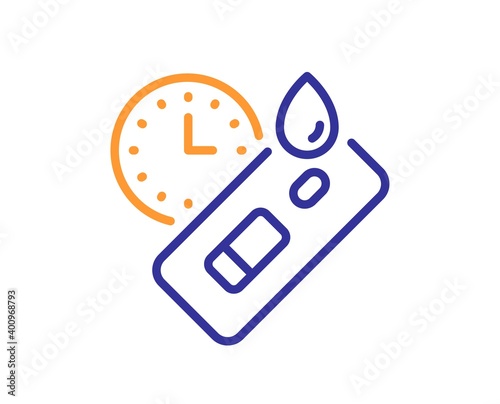 Express Covid test line icon. Coronavirus testing sign. Blood test tube symbol. Quality design element. Line style covid test icon. Editable stroke. Vector