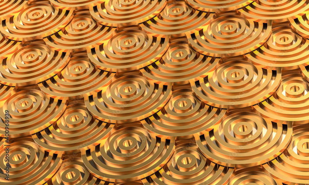 Obraz premium geometric background with metallic and gold concentric circles.