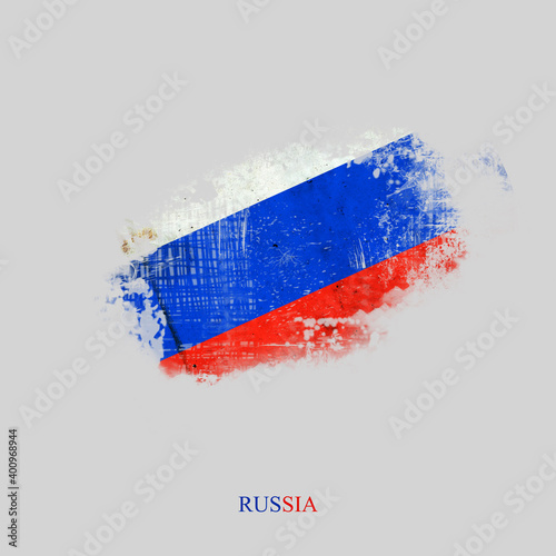 Grunge Flag Of Russia. Isolated on gray Background