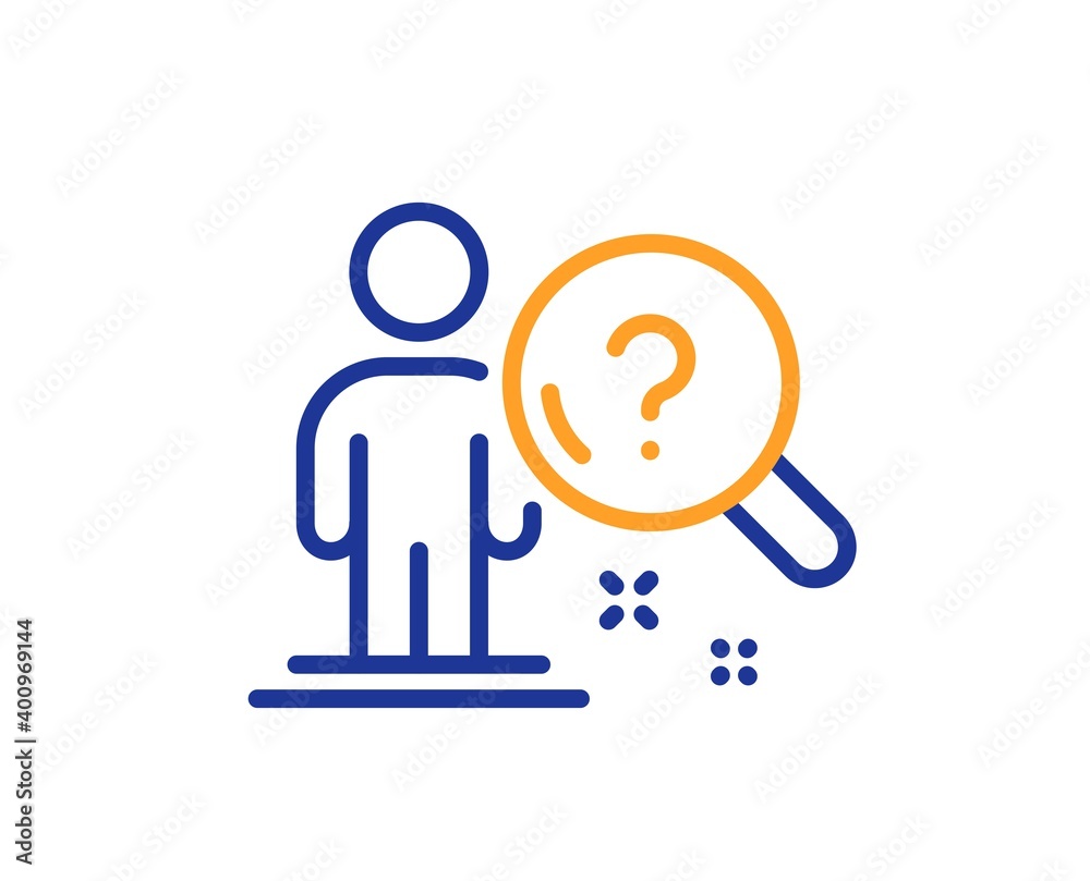 Search employee line icon. Interview candidate sign. Question mark symbol. Quality design element. Line style search employee icon. Editable stroke. Vector Search employee line icon. Interview candidate sign. Question mark symbol. Quality design element. Line style search employee icon. Editable stroke. Vector