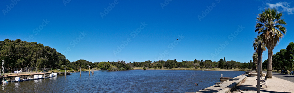 Beautiful panoramic view of a pond with tall trees and deep blue sky in the background, Centennial park, Sydney, New South Wales, Australia
Beautiful panoramic view of a pond with tall trees and deep blue sky in the background, Centennial park, Sydney, New South Wales, Australia