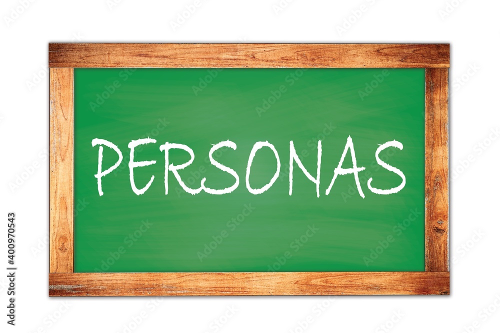 PERSONAS text written on green school board. PERSONAS text written on green school board.
