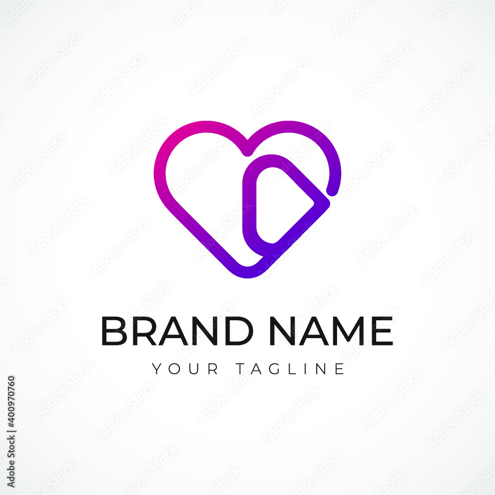 media play logo design. sign icon logo vector. music heart concept logo media play logo design. sign icon logo vector. music heart concept logo