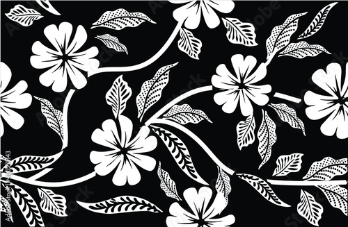 Indonesian batik motifs with very distinctive plant patterns