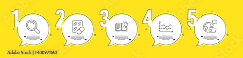 Diagram chart, Product knowledge and Search line icons set. Timeline process infograph. Capsule pill sign. Presentation graph, Education process, Magnifying glass. Medicine drugs. Science set. Vector
