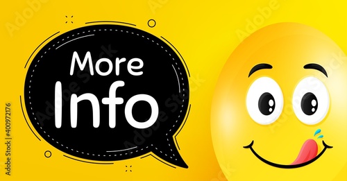 More info symbol. Easter egg with yummy smile face. Navigation sign. Read description. Easter smile character. More info speech bubble. Yellow yummy egg background. Vector