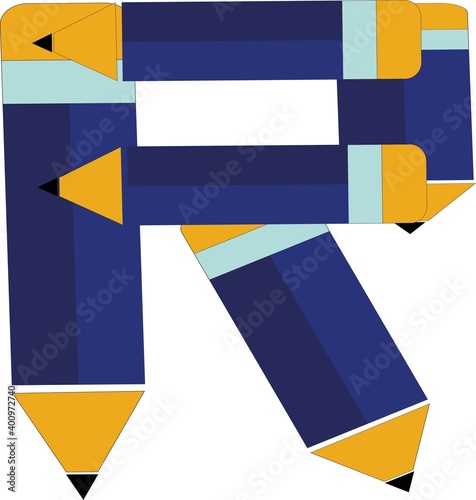 illustration of font type created by pencil shape
