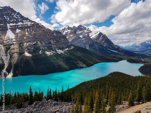 View of the famous Peyto lake in Canada
