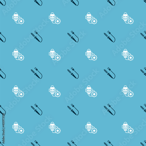 Set Soldering iron and Robot setting on seamless pattern. Vector.