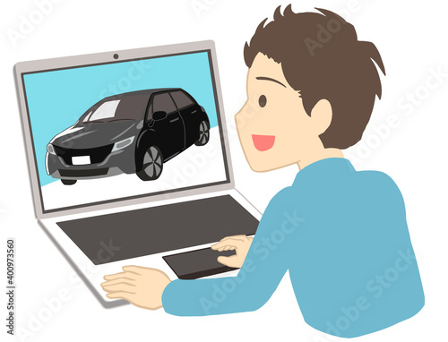 ネットで普通自動車を見る　男性(線無し)