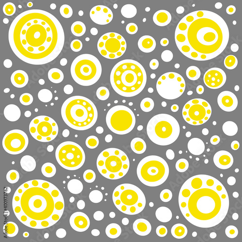Vector seamless abstract pattern of circles. Ultimate Grey and Illuminating 