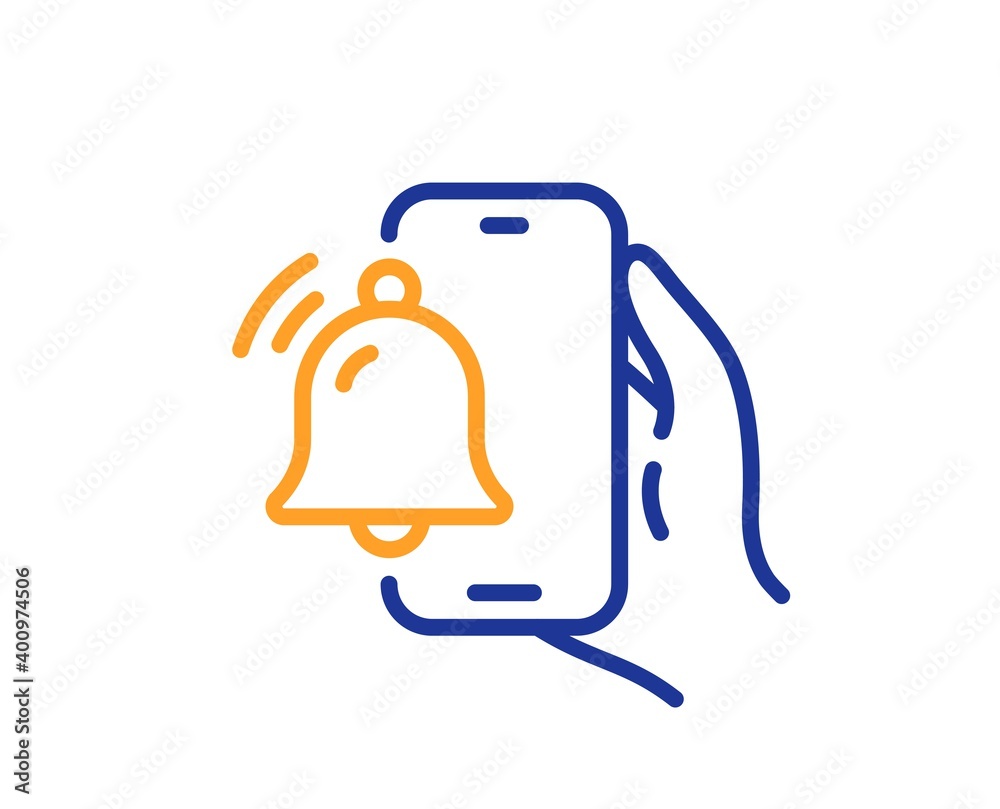 Alarm clock app line icon. Reminder bell sign. Phone notification symbol. Quality design element. Line style alarm clock icon. Editable stroke. Vector Alarm clock app line icon. Reminder bell sign. Phone notification symbol. Quality design element. Line style alarm clock icon. Editable stroke. Vector