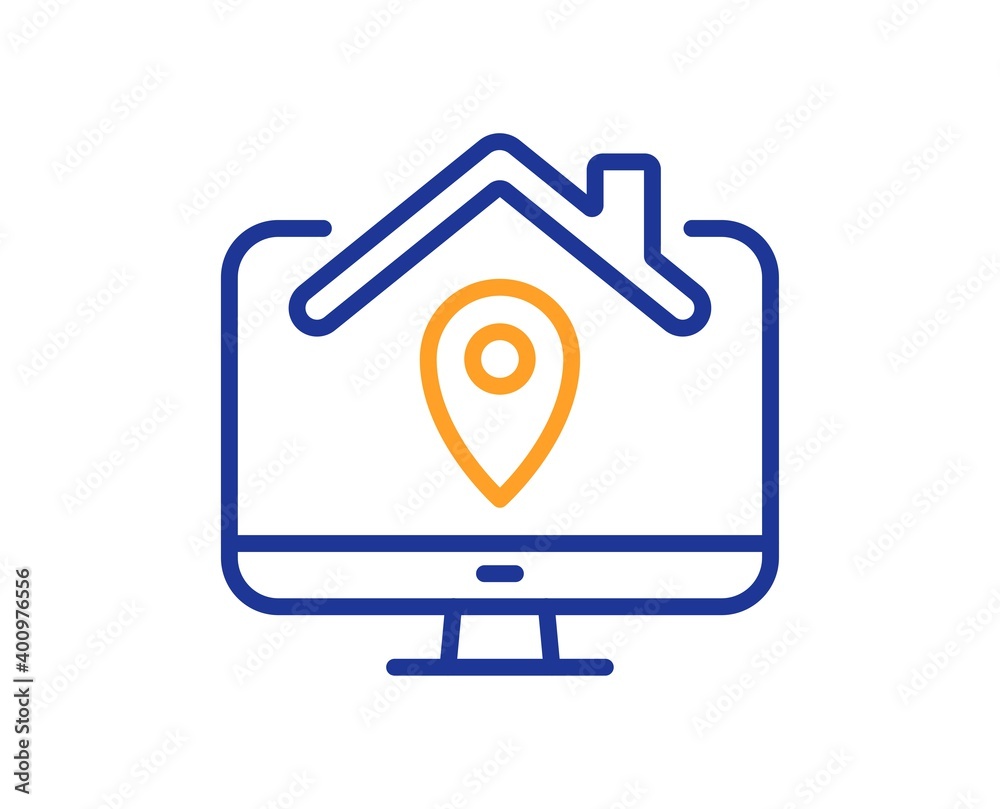 Work at home line icon. Outsource job sign. Remote office employee symbol. Quality design element. Line style work home icon. Editable stroke. Vector Work at home line icon. Outsource job sign. Remote office employee symbol. Quality design element. Line style work home icon. Editable stroke. Vector