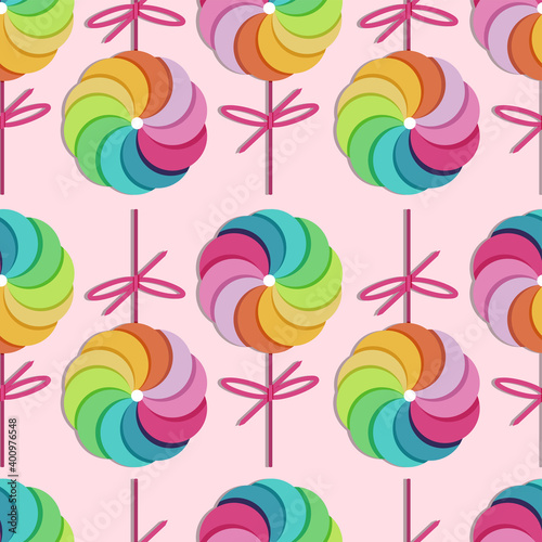 Candy lollipops seamless pattern background.