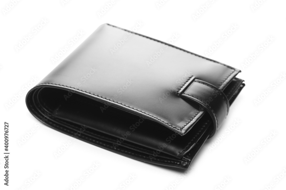 Black leather wallet isolated on white background Black leather wallet isolated on white background