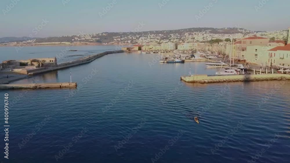 Old Venetian port of Chania on Crete. Aerial. Old Venetian port of Chania on Crete. Aerial.