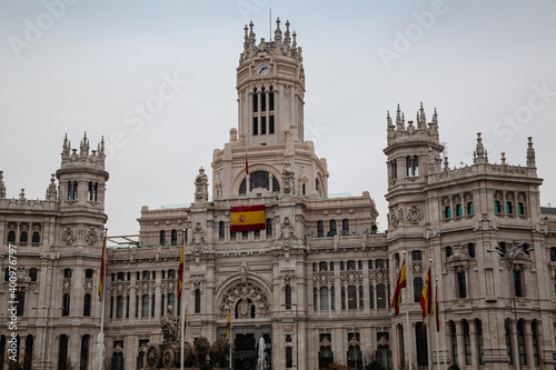 Madrid Spain Cybele Palace the city hall of Madrid Spain.