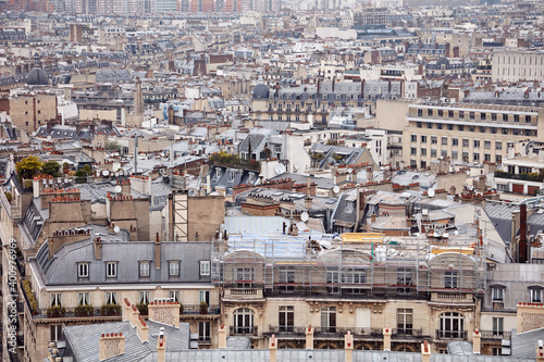 Fototapeta Naklejka Na Ścianę i Meble -  Panoramic view of Paris from Arc de Triomphe, center of Paris.