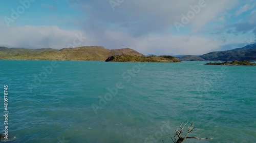 Mount Cerro Payne Grande and Torres del Paine. Nordenskjold Lake in Chile, Patagonia. photo