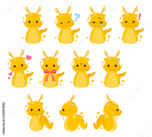 金龍イラスト素材 : Gold dragon illustration material