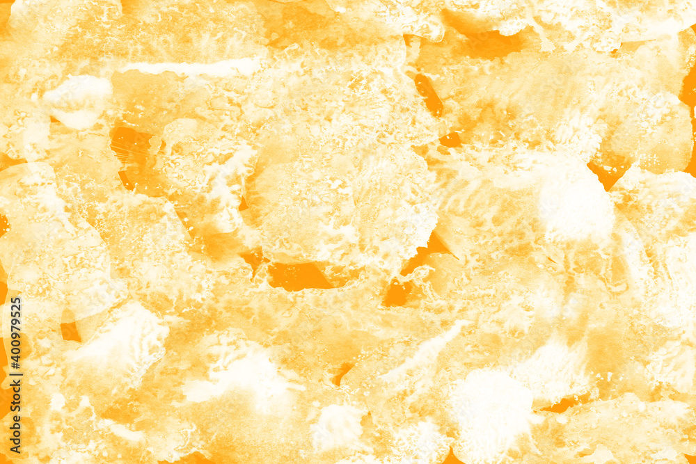 Yellow ink and watercolor texture on white paper background. Paint leaks and decalcomania effects. Hand-painted gouache abstract image. Mess on the canvas. Yellow ink and watercolor texture on white paper background. Paint leaks and decalcomania effects. Hand-painted gouache abstract image. Mess on the canvas.