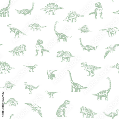 Wallpaper Mural Dinosaurs hand drawn vector seamless pattern Torontodigital.ca