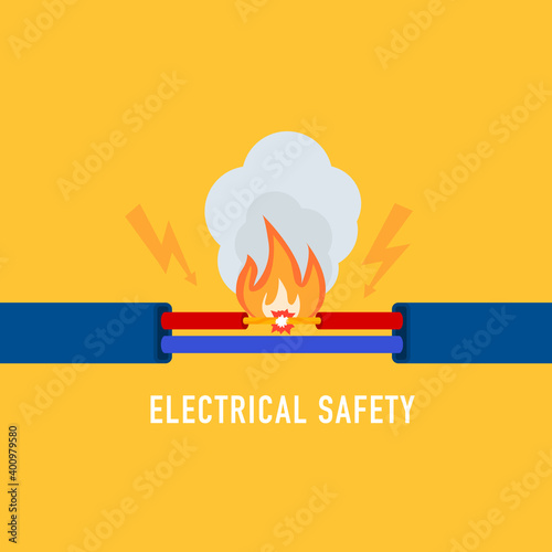 Wire is burning. Vector illustration