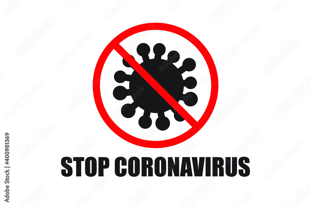Stop coronavirus microbe stop sign vector Stop coronavirus microbe stop sign vector